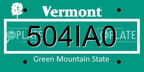 504IA0 Vermont License Plate