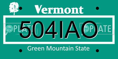 504IAO Vermont License Plate
