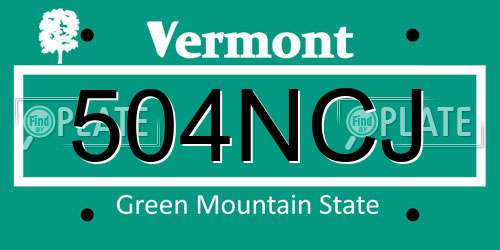 504NCJ Vermont License Plate