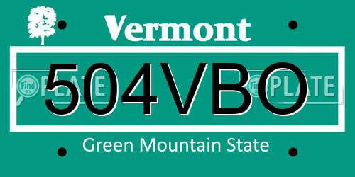 504VBO Vermont License Plate