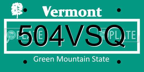 504VSQ Vermont License Plate