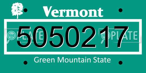 5050217 Vermont License Plate