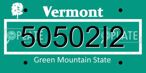 50502I2 Vermont License Plate