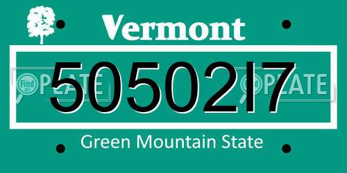 50502I7 Vermont License Plate