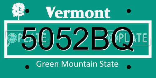 5052BQ Vermont License Plate