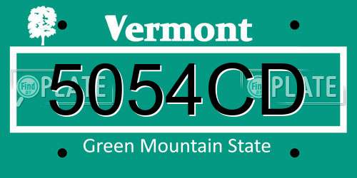 5054CD Vermont License Plate