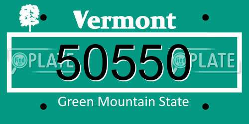 50550 Vermont License Plate