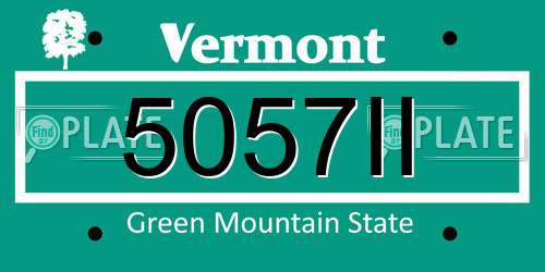 5057II Vermont License Plate