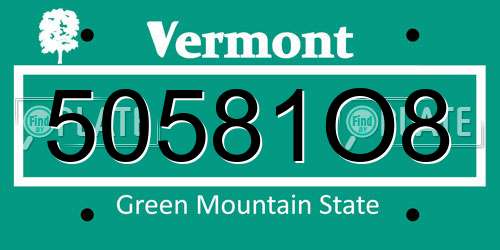 50581O8 Vermont License Plate