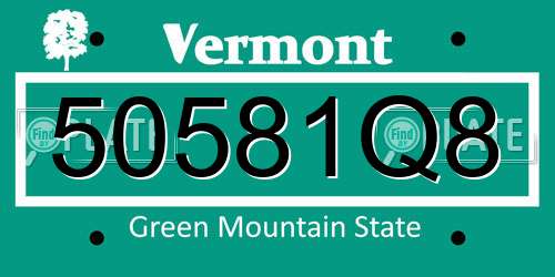 50581Q8 Vermont License Plate