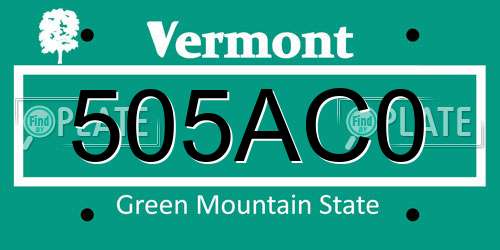 505AC0 Vermont License Plate