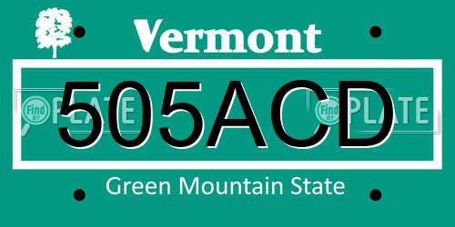 505ACD Vermont License Plate