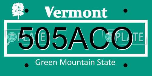 505ACO Vermont License Plate
