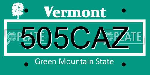 505CAZ Vermont License Plate