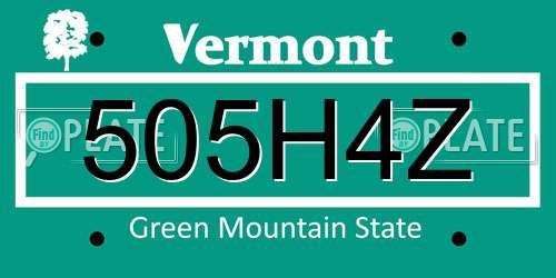 505H4Z Vermont License Plate