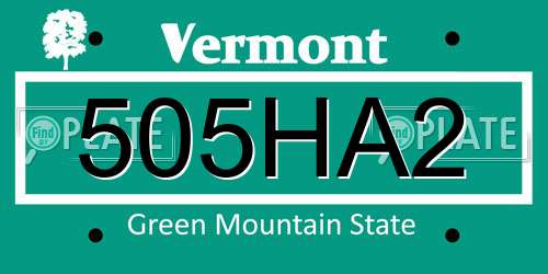 505HA2 Vermont License Plate