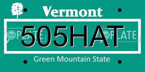 505HAT Vermont License Plate