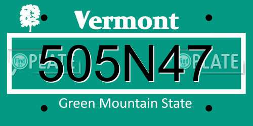 505N47 Vermont License Plate