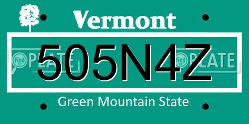 505N4Z Vermont License Plate
