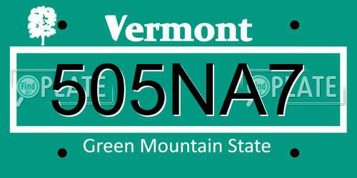 505NA7 Vermont License Plate