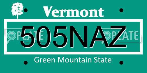505NAZ Vermont License Plate