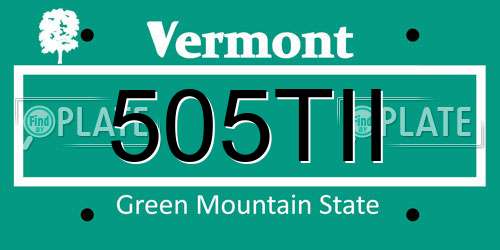 505TII Vermont License Plate