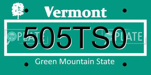 505TS0 Vermont License Plate