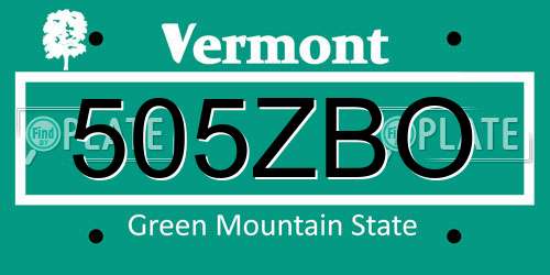 505ZBO Vermont License Plate