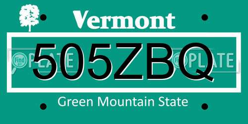 505ZBQ Vermont License Plate