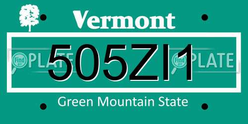 505ZI1 Vermont License Plate