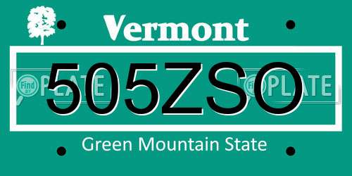 505ZSO Vermont License Plate