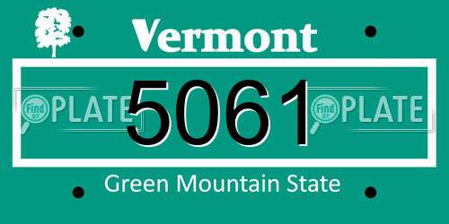 5061 Vermont License Plate