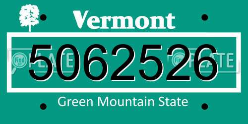 5062526 Vermont License Plate
