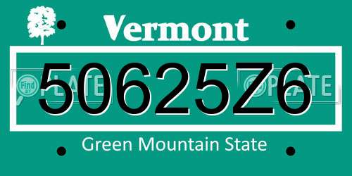 50625Z6 Vermont License Plate