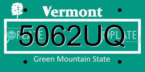 5062UQ Vermont License Plate