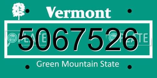 5067526 Vermont License Plate