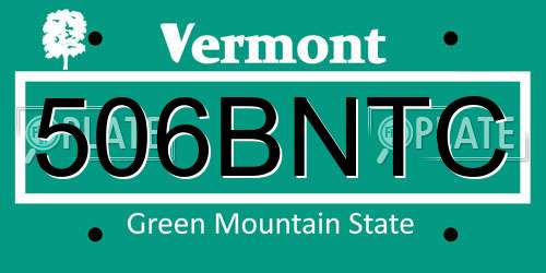 506BNTC Vermont License Plate
