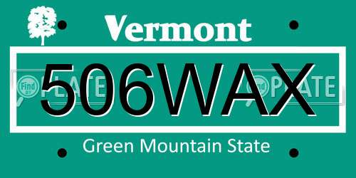 506WAX Vermont License Plate
