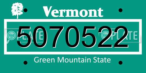 5070522 Vermont License Plate