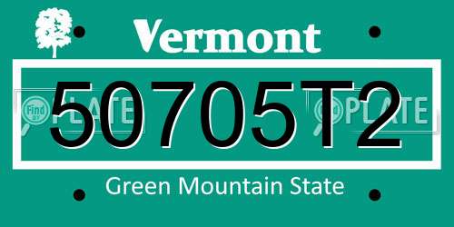50705T2 Vermont License Plate