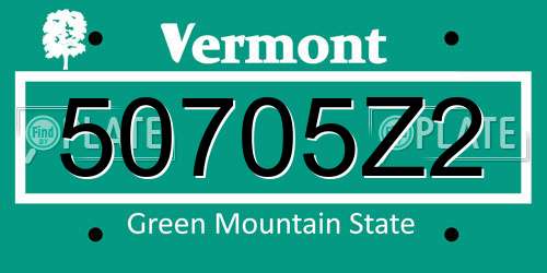 50705Z2 Vermont License Plate