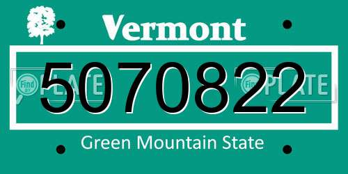 5070822 Vermont License Plate