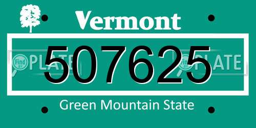 507625 Vermont License Plate