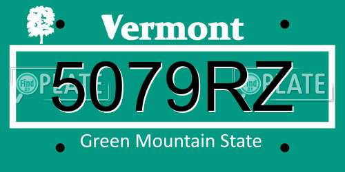 5079RZ Vermont License Plate