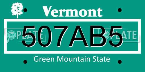 507AB5 Vermont License Plate