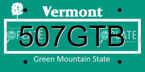 507GTB Vermont License Plate