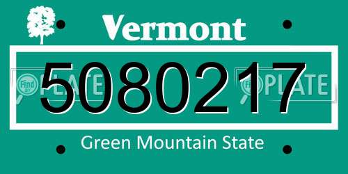 5080217 Vermont License Plate