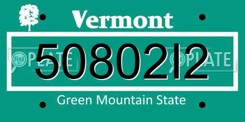 50802I2 Vermont License Plate