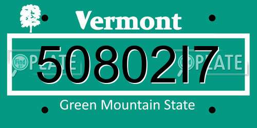 50802I7 Vermont License Plate