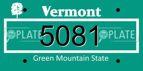 5081 Vermont License Plate